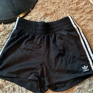 Adidas Women's Black Athletic Shorts with White Stripes